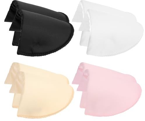 COMNICO 4 par axelkuddar, tjocklek 0,8 cm för sömnad, axelkuddar för kvinnor och män, rund sned hög låg axel, kavaj kostym T-shirt (svart + vit + rosa + hud)