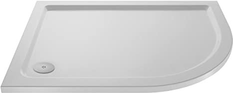 Balterley 1200 x 800 mm Offset Quadrant Shower Tray Right Hand, Slimline Slip Resistant Shower Trays, Durable Stone Resin Base Trays for Bathroom Enclosure, Tray for Wetroom Showers (White)