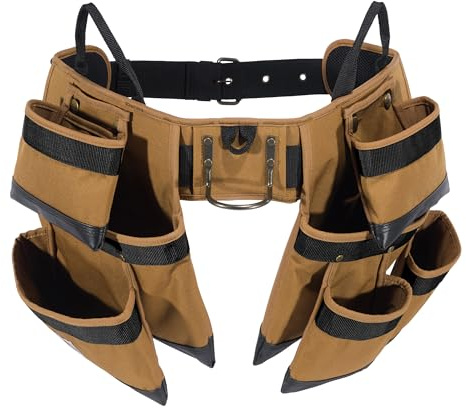 Carhartt Gepolsterter Werkzeuggürtel, robuster Werkzeuggürtel mit Werkzeug- und Befestigungsaufbewahrungstaschen, 11 Taschen, Carhartt Brown | Robuster Werkzeuggürtel mit Werkzeug- und Befestigungstaschen, 11 Taschen