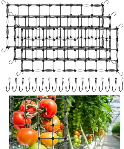 Pflanzennetz Scrog Netz 120x60 cm, 3 Stück Wachsen Zelt Netz Elastische, Grow Zelt Ranknetz mit Haken Rankhilfen Gartennetz, Elastisches Spaliernetz für Kletterpflanzen, Gemüse, Früchte, Blumen