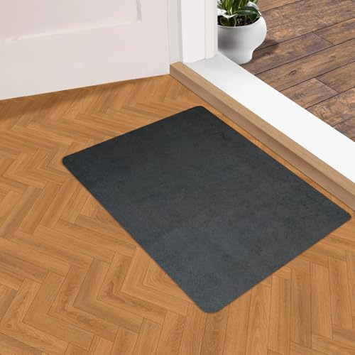 Felpudo interior de 3 mm de grosor, extra fino, 40 x 60 cm, alfombrilla para interior antideslizante, absorbente y repelente de la suciedad, alfombra de entrada lavable para la puerta delantera