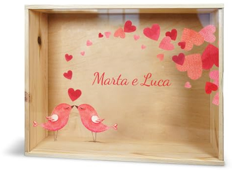 Scatola in plexiglass personalizzata 36 x 27 scatola portaoggetti con foto scatola dei ricordi (Personalizzata San Valentino)