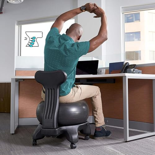 CMYUN Sitzball Gymnastikballstuhl für Büro, Klassenzimmer, Zuhause, Yoga-Ballstuhl für Erwachsene, Kinder, Schwangerschaft, Ergonomischer Balancesitz mit Rückenlehne, Feststellbare Räder