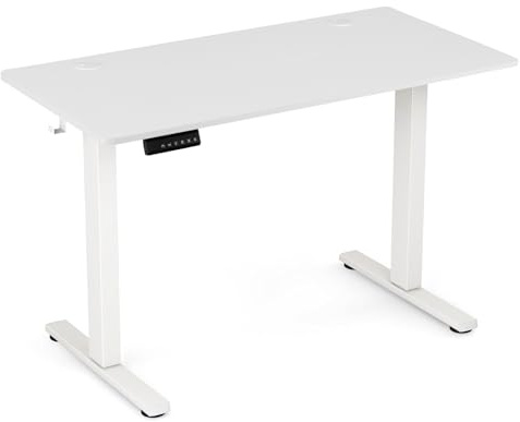 LIFEZEAL Elektrischer Schreibtisch 120 x 60 cm, Höhenverstellbarer Büroschreibtisch, Computertisch Standing Desk mit Speicherfunktion, Ergonomischer Steh-Sitz Tisch, Max. 80 kg (Weiß)