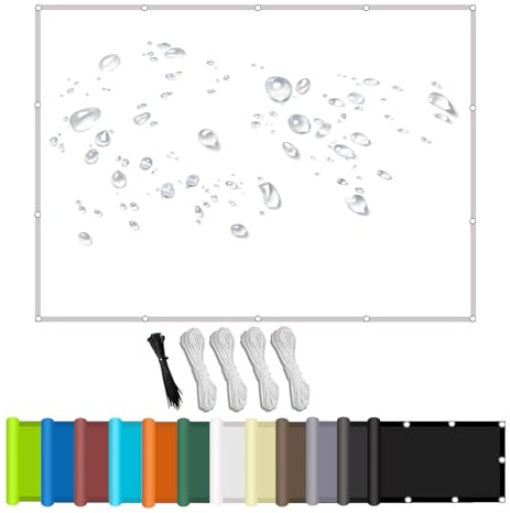 Sonnensegel Nach Maß mit ösen,Segeltuch mit ösen,Viele Größe und Farben, Schattierungsnetz inkl Befestigungsseile, UV-Schutz, Wetterfest für Garten Terrasse Balkon Weiß 1x2.2m
