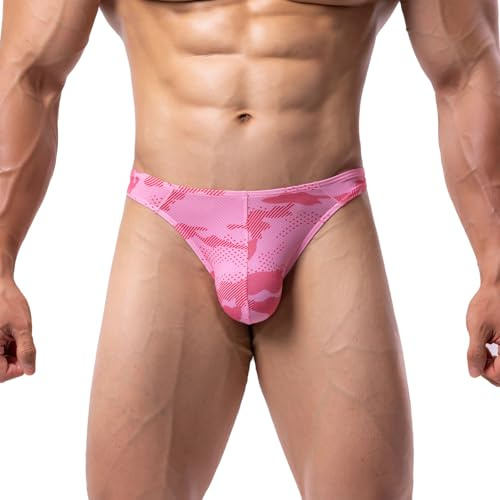 Summer Code Stringtrosa herr stretch mikro mesh underkläder bekväma tanga med t-rygg, rosa, XXL