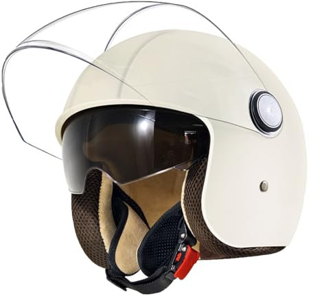JATIBOSH Motorradhelm Herren Damen mit Visier Getönt Mopedhelm Halbschalenhelm Chopper Helm Retro Stil Mofa Helm Motorrad, ECE Zertifiziert, 58-62 cm