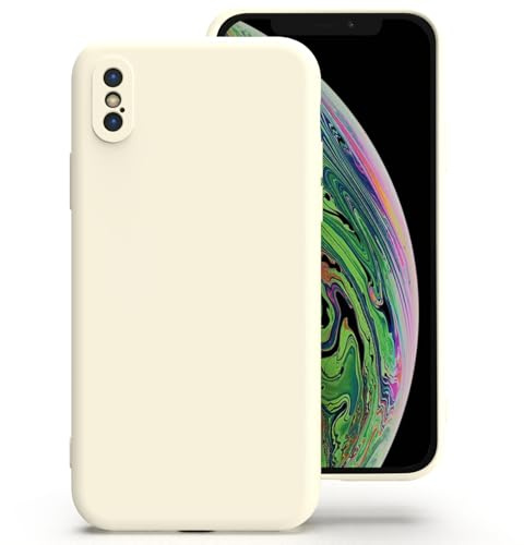 Zuvirelx Silikon Handyhülle für iPhone X/XS Hülle, Weiches Griff, Dünne, Minimalistisch, Stoßfest, rutschfest, Taschenpassend - Weiß