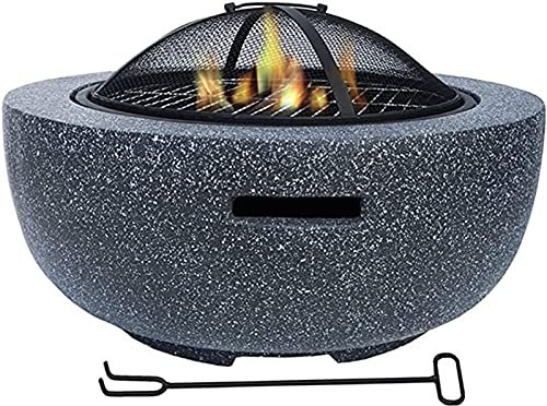 XZHOOQP Pozzi del Fuoco all'aperto Riscaldatori da Giardino Pozzi del Fuoco Cortile Patio Giardino Camino Barbecue Griglia Ciotola Calcestruzzo Rotondo e Legna per Barbecue da falò in