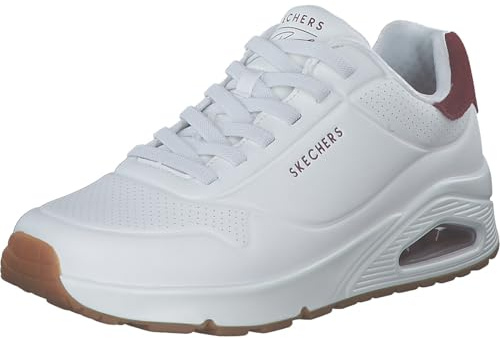 Skechers Herren UNO Harry Kane Air Sneaker, White Duraleather/Burgundy Suede, 44 EU