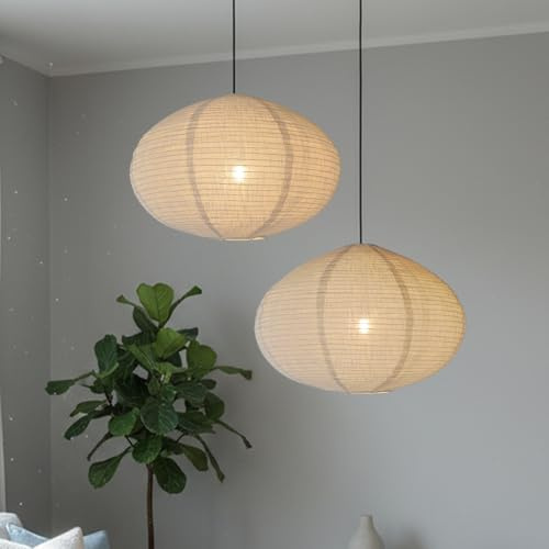 METHEDEECO 2er 50CM Lampenschirm Boho Leinen | Großer Boho ovale Form, Handgemacht in Herzform, Für Wohnzimmer Schlafzimmer Esszimmer Kinderzimmer, Nur Schirme