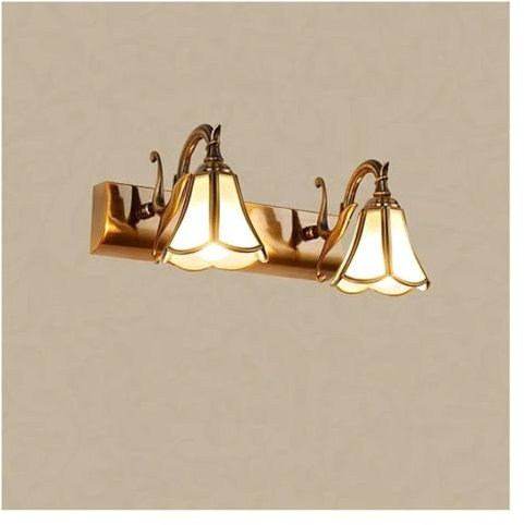 ZXLAGDBP Applique da Parete, Europa V-intage Oro Applique da Parete Tromba Paralume in Vetro Camera da Letto Bagno Toilette Specchio per Il Trucco Lampada Frontale, lampadari