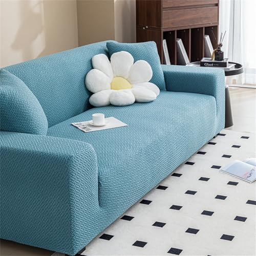 Odot Copridivano 4/3/2/1 Posti, Jacquard a Spina di Pesce Copridivano Elasticizzato Universale, Copri Divano AntiGraffio, Copri Divano con Braccioli, Fodera Divano Lavabile (3 posti,Blu)
