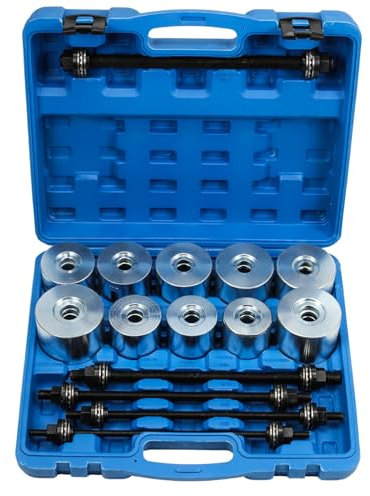 GEARMONSTER 27tlg Radlager Abzieher Set, Silentlager Abzieher Werkzeug Gummibuchsen Druckhülsen Set mit Aufbewahrungskoffer für Auto, PKW, LKW Achslager Montage Demontage Druckhülsen Satz