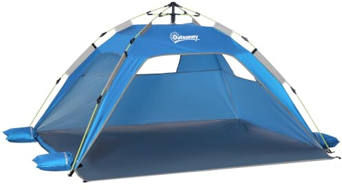 Outsunny Tente de Plage Pop up Portable 1-2 Personnes Anti UV Bleu Ciel | Abris de Plage, Facile à Installer, Camping, Pêche, Extérieur