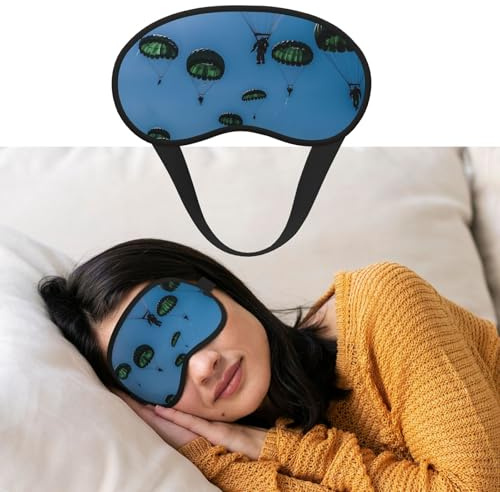 Augenmaske zum Schlafen, atmungsaktiv, lichtblockierend, Schlafmaske, grüner Fallschirm, Nacht, Augenbinde, weich, bequem, Nacht-Augenschutz, für Damen und Herren, Augenabdeckung für Nickerchen zu