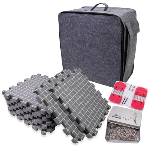 YiQinzcxg Stricken Blockierkissen Strick Blockieren Von Kammstnadernattel Nadel Set Zum Häkelstricken 32x32 cm Strickblockierungschaummatte
