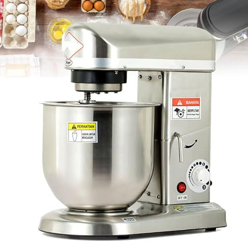 Robot de Cuisine électrique sur Socle, Robot culinaire à tête inclinable 3 Vitesses avec Bol en Acier Inoxydable de 10 L, Crochet pétrisseur, Batteur Plat, Fouet, Robot culinaire professionn