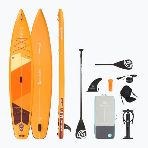 AQUASTIC Tabla de SUP hinchable Touring de 12'6 pulgadas, perfil Touring, Drop Stitch Lite + rigidez y ligereza, PVC de una capa de 2600 g/m², 381 x 76 x 15 cm, cilindrada de 355 l, capacidad de carga