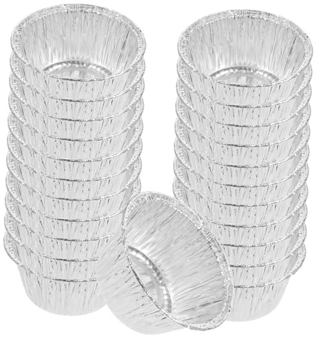 POPETPOP 100pezzi Pirottini in Alluminio Usa e Getta Teglie Rotonde Per Muffin Crostatine e Dolci Resistente Per Forno e Congelatore Calore Uniforme e Durevole