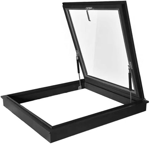 PtaTritious Roof Skylight, Aluminium Roof Window, Egress Roof Window, Basement Daylighting Skylight, Manual Venting Skylight with Double-Layer Tempered Glass, for Attic/Basement/Sunroom,500X500mm