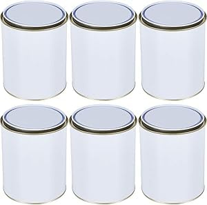 Empty 500ml Metal Paint Bucket Tin Cans Complete With Lids, Pack of 6 Storage Containers for Solvent Paints