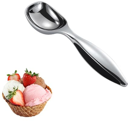 alliage de zinc de haute qualité Cuillère à glace en acier inoxydable, Cuillère à crème glacée professionnelle en métal avec crochet long, pour crème glacée dure (lavable au lave-vaisselle).