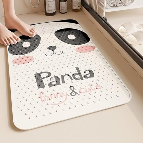 Alfombra Ducha 60X90Cm Negro Rosa Alfombrilla De Baño Antideslizante Rectangular,Tapete Grande De PVC con Ventosas, Ideal para Ancianos, Adultos, Infantil Y Niños