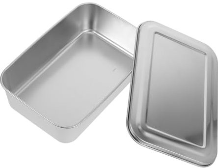 Hemobllo Plato De Bandeja De Horno Rectangular De Acero Inoxidable Con Tapa Para Almacenar Pasteles Utensilios Multiusos Para Hornear Casa Bandeja De Servir Para Postres