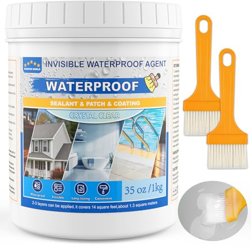 Wasserdichter Dichtmittel 1Kg, Transparente Wasserbasierte Beschichtung, Unsichtbarer Leck-Schutz für Dächer, Wände, Badezimmer, Küche – innen & außen