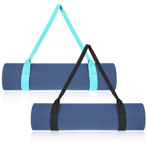 2 Stück Tragegurt Yogamatte Verstellbar Yogaband Yoga Mattengurt Rutschfest Yogagurt Gurt Yogamatten Yoga Mat Strap für Fitnessmatten Gymnastikmatte Sportmatte (155 × 3.8 cm Schwarz und Seagreen)