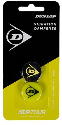 Dunlop Flying D Dampener – Yellow/Black – Tennis Vibration Dampener 2-Pack – Shock Absorber for Rackets