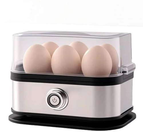 Cocinadora de Huevo Eléctrico con Auto Sechada - Caldera Rápida de 6 Huevos, Vaporizador de Huevo Multifunción Inteligente Para Huevos Hervidos Duros, Suaves y Medianos