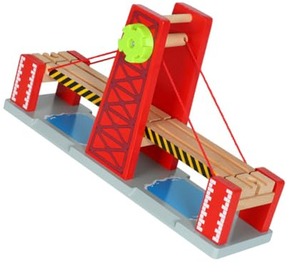 Gogogmee Eisenbahnbrücke Brücke Holzeisenbahn mit Hebebrücke und Kunststoff Selbstgemacht Rennspielzeug für Kinder Kompatibel mit Holzeisenbahn Zubehör und Gleise