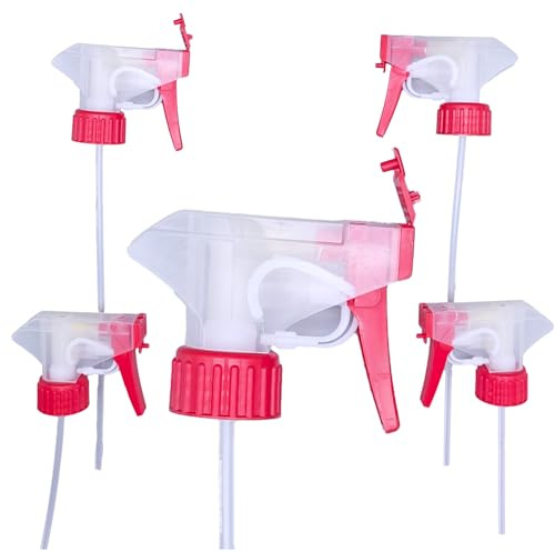 20 x Trigger Sprays for Bottles - Replacement Sprayers with Nozzle Cap - Heavy Duty - Red 28mm