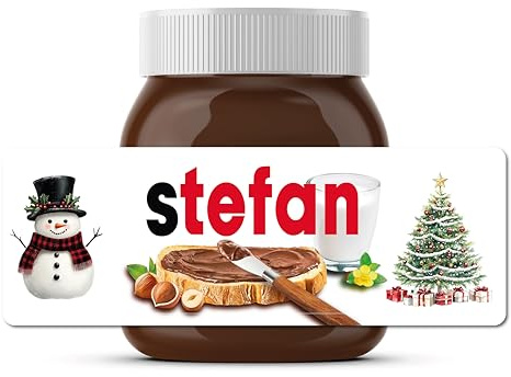 Étiquettes nominatives personnalisées pour verres Nutella, autocollants à tartiner au chocolat, idée cadeau pour anniversaire, Noël, Nouvel An, célébration (bonhomme de neige)