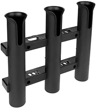 DMETE 3 Tubes Link Plastic Fishing Rod Racks Holder Socket For Boat Marine Fishing Box Kayak Boat Yacht Easy Assembly(Nero)