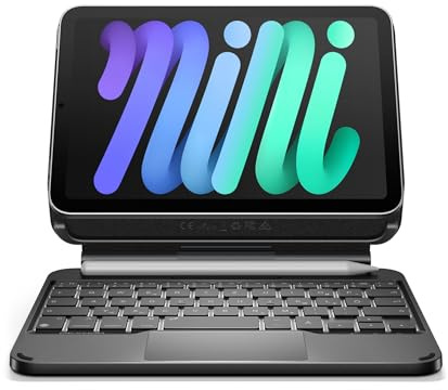 Dexnor Tastatur Hülle für iPad mini 6/7, Magnetische Schwimmender Cantilever-Ständer mit Trackpad Stifthalter Hintergrundbeleuchtung für iPad mini 7/6 Generation 8,3 Zoll 2024/2021 QWERTZ, Schwarz