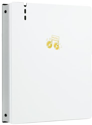 DONGLI Notenmappe für Notenblätter A4,Notenheft mit 20 Taschen(Weiß) | 4 Ringe Chormappe für Notenblätter Klavier Gitarre Violine
