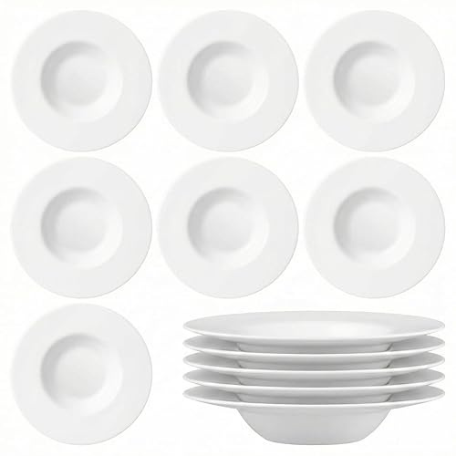 COSE DA CASA Set 12 Piatti Risotto Gourmet Grangusto  27 cm a cappello di prete Vetro Antiurto bianco piatto del Monaco professionale o domestico tavola elegante hotel ristoranti