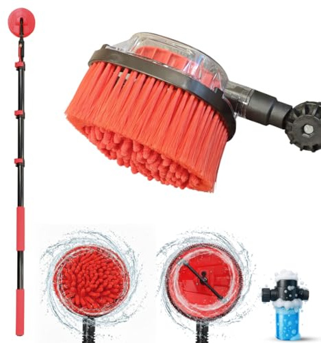 STARLYF Telescopic Rotating Scrubber - Brosse de nettoyage rotative par pression d'eau, extensible jusqu'à 3,6 m - 2 têtes pour fenêtres, sols, voitures, bateaux