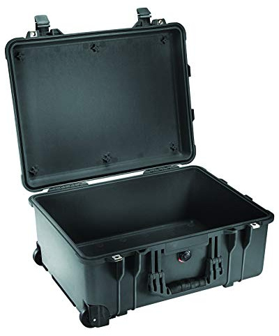 PELI 1560 Langer Schutzkoffer mit Rollen, IP67 Wasser- und Staubdicht, 44L Volumen, Ohne Schaum, Schwarz