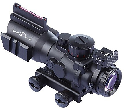 Minidiva® 4x32 mm Tactical Scope with Red Green Blue 3 Brightness Fibre Optic Scope