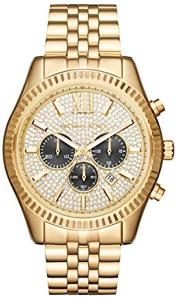 Michael Kors Lexington herrklocka, 44 mm, kvartsurverk med kronograf och armband i rostfritt stål