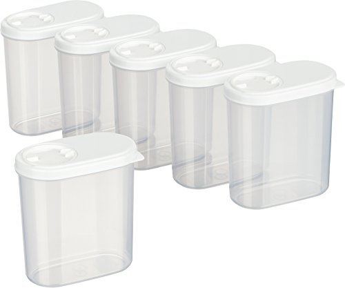 MiraHome Schüttdosen 0,3L 6er Set Weiß – Vorratsdosen mit Deckel luftdicht – Schüttdose für Gewürze & Lebensmittel – Frischhaltedosen mit Deckel – Aufbewahrungsbox mit Schüttfunktion