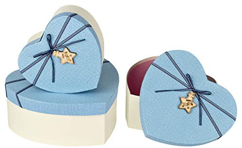Kleenes Traumhandel Herz-Geschenkboxen in Himmelblau - Set von 3 für jeden besonderen Moment