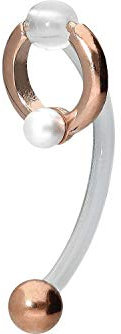 PIERCINGLINE PMFK Bananabell + Chirurgenstahl Design RING + SYNTH. PERLE Piercing Intimbereich Bauch Roségoldfarben
