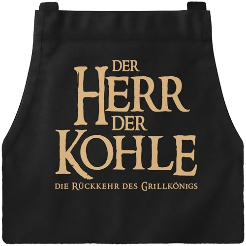 MoonWorks Grill-Schürze für Männer mit Spruch Der Herr der Kohle die Rückkehr des Grillkönigs