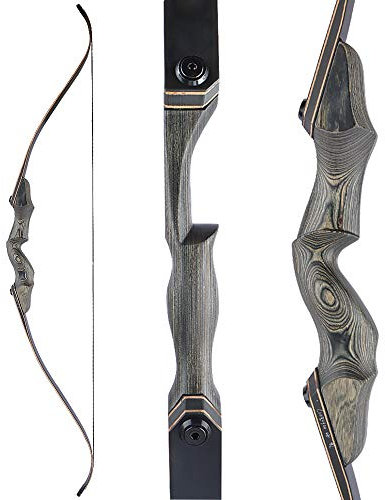 SHARROW Takedown Recurve Bogen 60 Zoll Jagdbogen Erwachsene Sportbogen 25-60lbs Traditionell Holzbogen Longbogen (Typ 1, 60lbs)