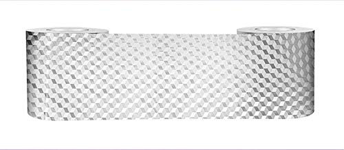 Tapetenbordüre selbstklebend PVC Sockelleiste Dekorative Bordüre Selbstklebende Home Bordüre Küche Badezimmer Wohnzimmer Silber kariert 5cm X 500cm